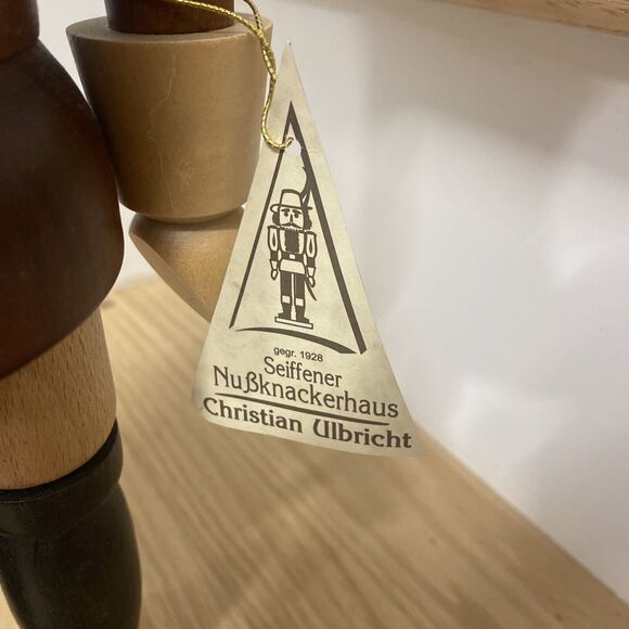 Christian Ulbricht Seiffener Nutcracker 15.5" Germany Natural Wood Half Mustache - Picture 2 of 12